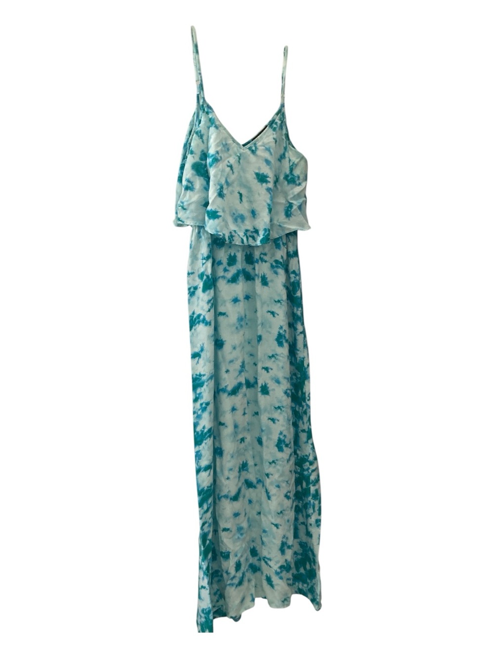 Teal Tie-Dye Spaghetti Strap Maxi Dress